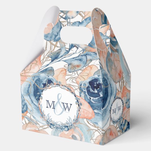 Nautical Wedding Beach Seashell Blume Geschenkschachtel (Rückseite)