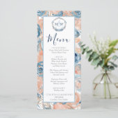 Nautical Wedding Beach Seashell Blume Menükarte (Stehend Vorderseite)