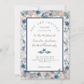 Nautical Wedding Beach Seashell Blume Rose Einladung (Vorderseite)
