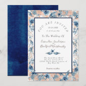 Nautical Wedding Beach Seashell Blume Rose Einladung (Vorne/Hinten)