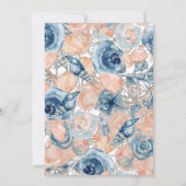 Nautical Wedding Beach Seashell Blume Rose Einladung (Rückseite)