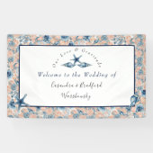 Nautical Wedding Beach Seashell Rose Flitterwochen Banner (Horizontal)