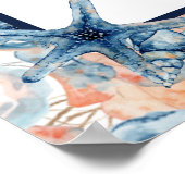 Nautical Wedding Beach Seashell Rose Flitterwochen Poster (Ecke)