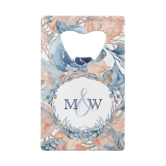 Nautical Wedding Beach Seashell und Rose Geldbeutel Flaschenöffner (Rückseite)