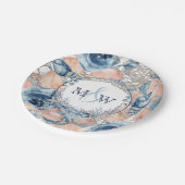 Nautical Wedding Beach Seashell und Rose, Pappteller (Schrägansicht)