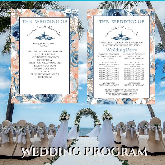 Nautical Wedding Beach Seashell und Rose, Programm