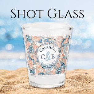 Nautical Wedding Beach Seashell und Rose Schnapsglas