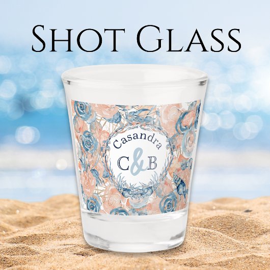 Nautical Wedding Beach Seashell und Rose Schnapsglas