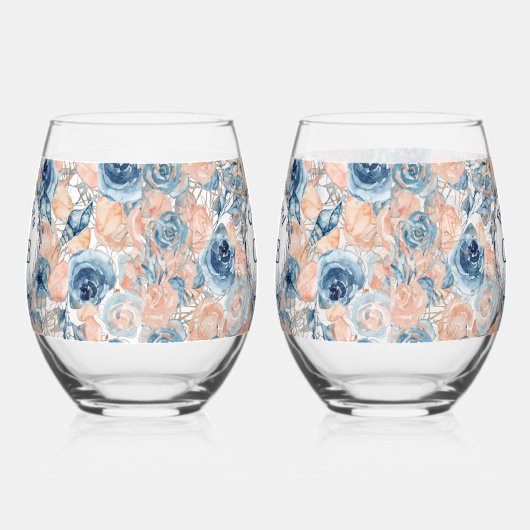 Nautical Wedding Beach Seashell und Rose Weinglas Ohne Stiel (Links)