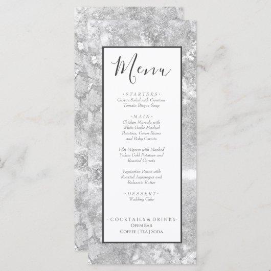 Nautical Wedding Beach Watercolor Silver Gray Menükarte (Vorne/Hinten)