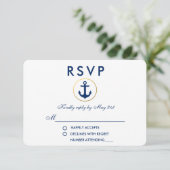 Nautical Wedding Blue Anchor UAWG RSVP Karte (Stehend Vorderseite)