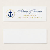 Nautical Wedding Blue Gold Registrierungskarte (Vorne & Hinten)