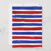 Nautical Wedding Blue Red Floral Watercolor Einladung (Rückseite)