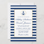 Nautical Wedding Blue Stripes Burlap Invite Einladung (Vorderseite)