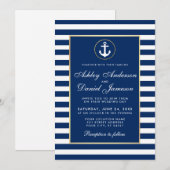 Nautical Wedding Blue Stripes Invite W Einladung (Vorne/Hinten)