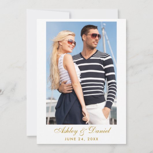 Nautical Wedding Blue Stripes laden G-Foto zurück Einladung (Rückseite)