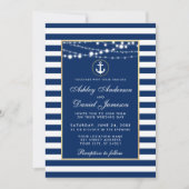 Nautical Wedding Blue Stripes Lights Invite B Einladung (Vorderseite)
