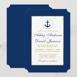 Nautical Wedding Blue und Gold Einladung
