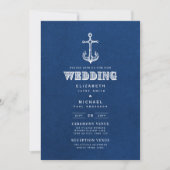 Nautical Wedding Blue White Anchor Digital Einladung (Vorderseite)