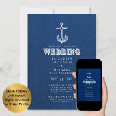 Nautical Wedding Blue White Anchor Digital Einladung