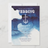 Nautical Wedding Blue White Anchor Digital Einladung (Vorderseite)