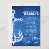 Nautical Wedding Blue White Anchor Digital Einladung (Vorderseite)