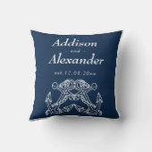 Nautical Wedding Blue White Anchor Names Date Thro Kissen (Rückseite)