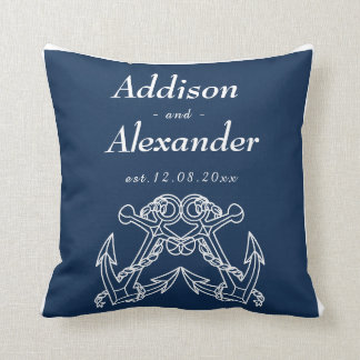 Nautical Wedding Blue White Anchor Names Date Thro Kissen
