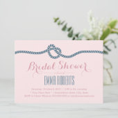 Nautical Wedding Blush & Dusty Blue Brautparty Einladung (Stehend Vorderseite)