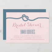Nautical Wedding Blush & Dusty Blue Brautparty Einladung (Vorne/Hinten)