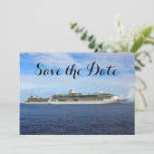 Nautical Wedding Cruise Ship Save the Date Ocean (Stehend Vorderseite)