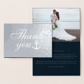 Nautical Wedding Danke, dass Sie Silver Real Folienkarte (Anzeige)