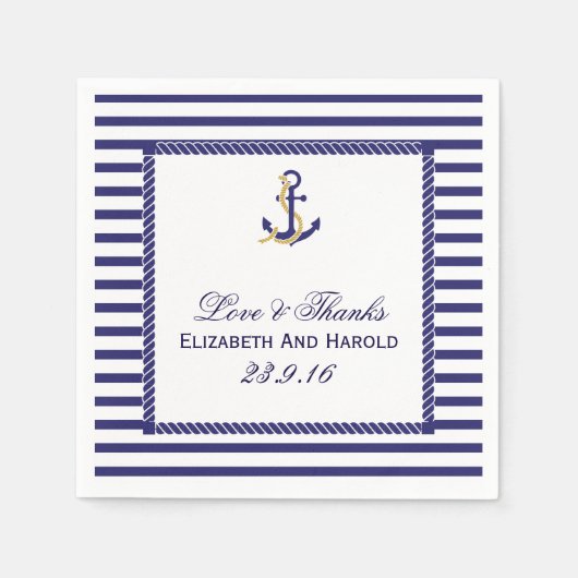 Nautical Wedding Danke Serviette (Vorderseite)