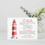 Nautical Wedding Details Leuchtturm Red Summer Einladung (Stehend Vorderseite)