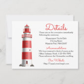 Nautical Wedding Details Leuchtturm Red Summer Einladung (Vorderseite)