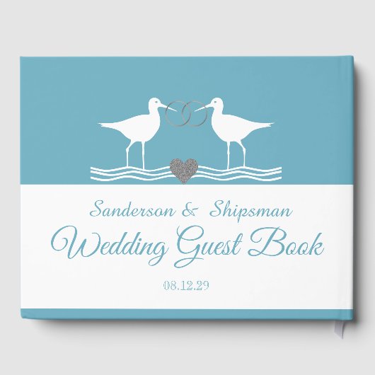Nautical Wedding Duty Blue Sandpiper Gästebuch (Rückseite)