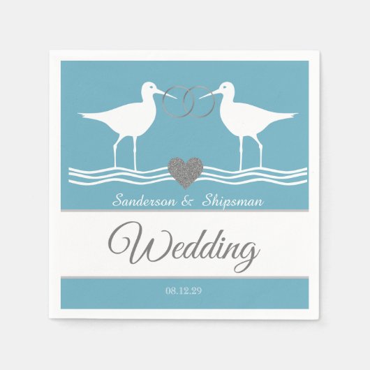 Nautical Wedding Duty Blue Sandpiper Serviette (Vorderseite)