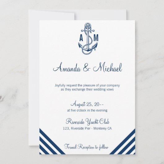 Nautical Wedding Einladungskarte Einladung (Vorderseite)