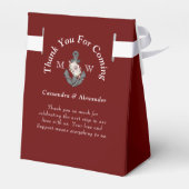 Nautical Wedding Floral Anchor Maroon Burgundy Red Geschenkschachtel (Rückseite)