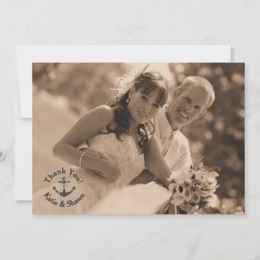 Nautical Wedding Foto Dankeschön Card Dankeskarte (Vorderseite)