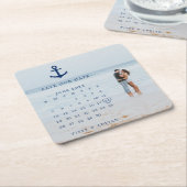 Nautical Wedding Foto Kalender Save the Date Rechteckiger Pappuntersetzer (angewinkelt)
