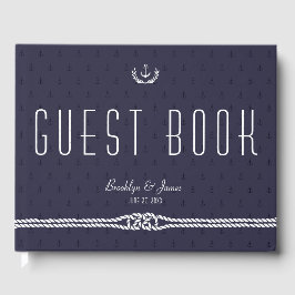 Nautical Wedding Gästebuch mit blauen Ankern