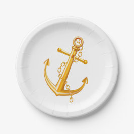 Nautical Wedding Gold Anchor Beach Summer Sailor Pappteller