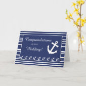 Nautical Wedding Gratulationen, Stripes, Anchors Karte (Gelbe Blume)
