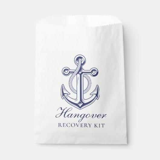 Nautical Wedding Hangover Kit Navy Blue Anchor Geschenktütchen (Vorderseite)