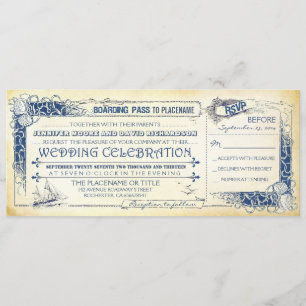 Nautical Wedding Invasion Boarding Tickets Einladung