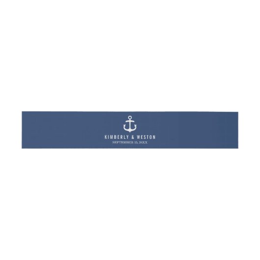 Nautical Wedding Invitation Bly Band / Navy (Flach)