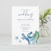 Nautical Wedding Invitation Vorlagen Blauer Oktopu (Stehend Vorderseite)