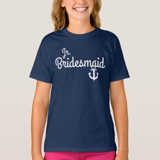 Nautical Wedding Junior Bridesmaid T-Shirt mit Anc (Vorderseite)
