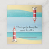 Nautical Wedding Lighthouse Beach Summer Blue Platzkarte (Außenseite Aufgefaltet)